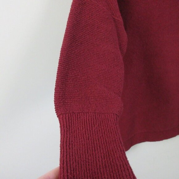 Free People Ottoman Slouchy Sweater Women XS Burgundy Cotton Blend Oversized 614 - Picture 9 of 13
